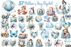 Soft Blue Mother's Day Clipart Bundle - CraftNest - Digital Crafting and Art