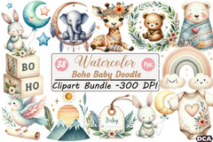Boho Baby Doodle Clipart Bundle - CraftNest - Digital Crafting and Art