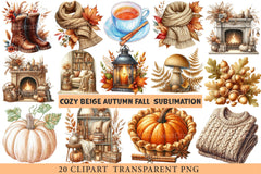 Cozy Beige Autumn Clipart - CraftNest - Digital Crafting and Art