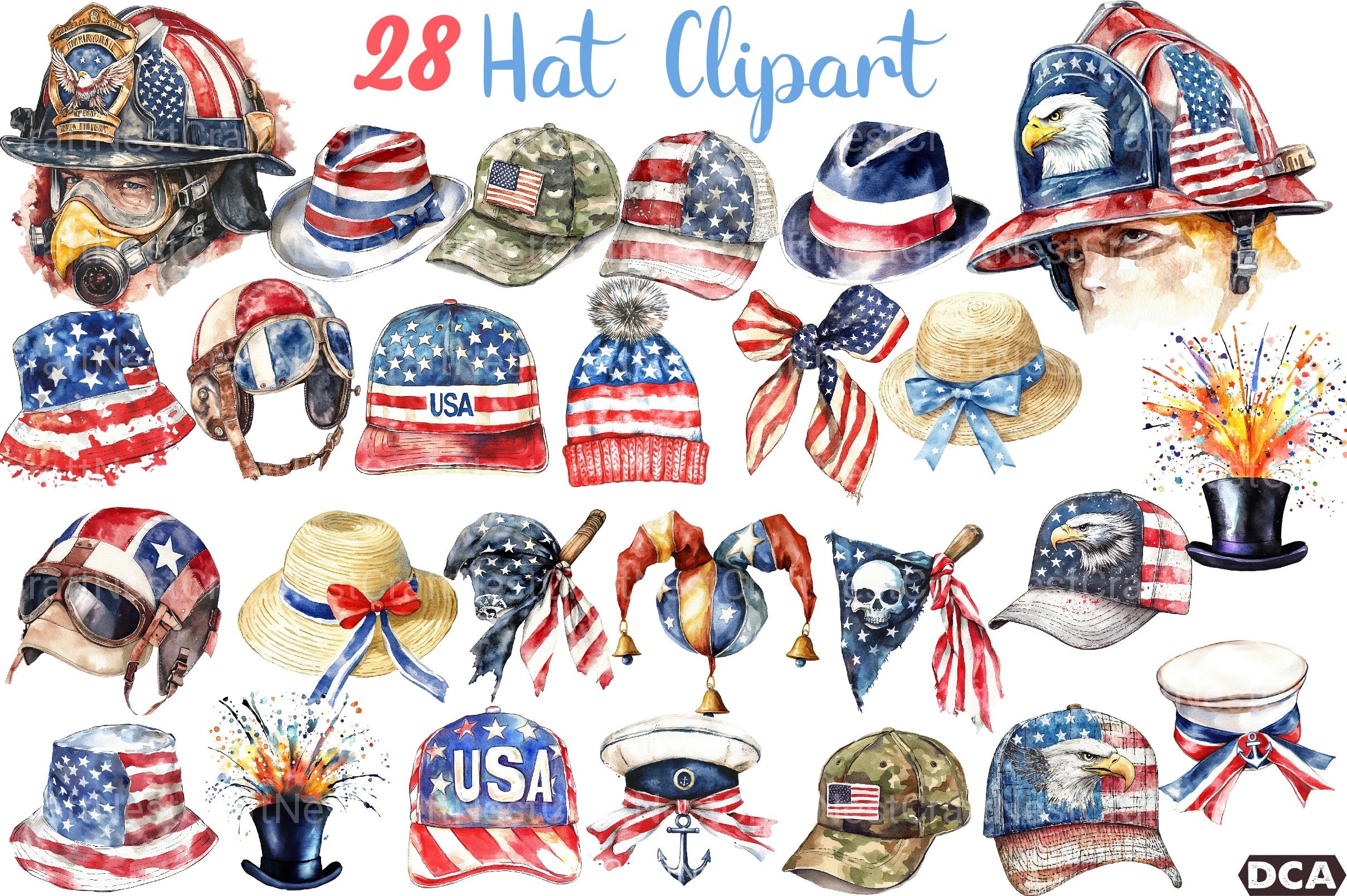 4th of July Hat Clipart Bundle 2 - CraftNest - Digital Crafting and Art