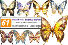 Stained Glass Butterfly Clipart Bundle 1 - CraftNest - Digital Crafting and Art