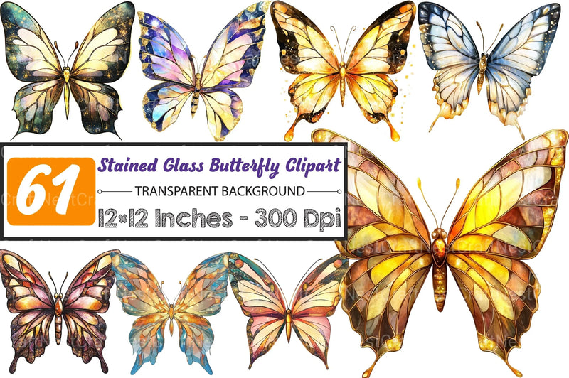 Stained Glass Butterfly Clipart Bundle 1 - CraftNest - Digital Crafting and Art