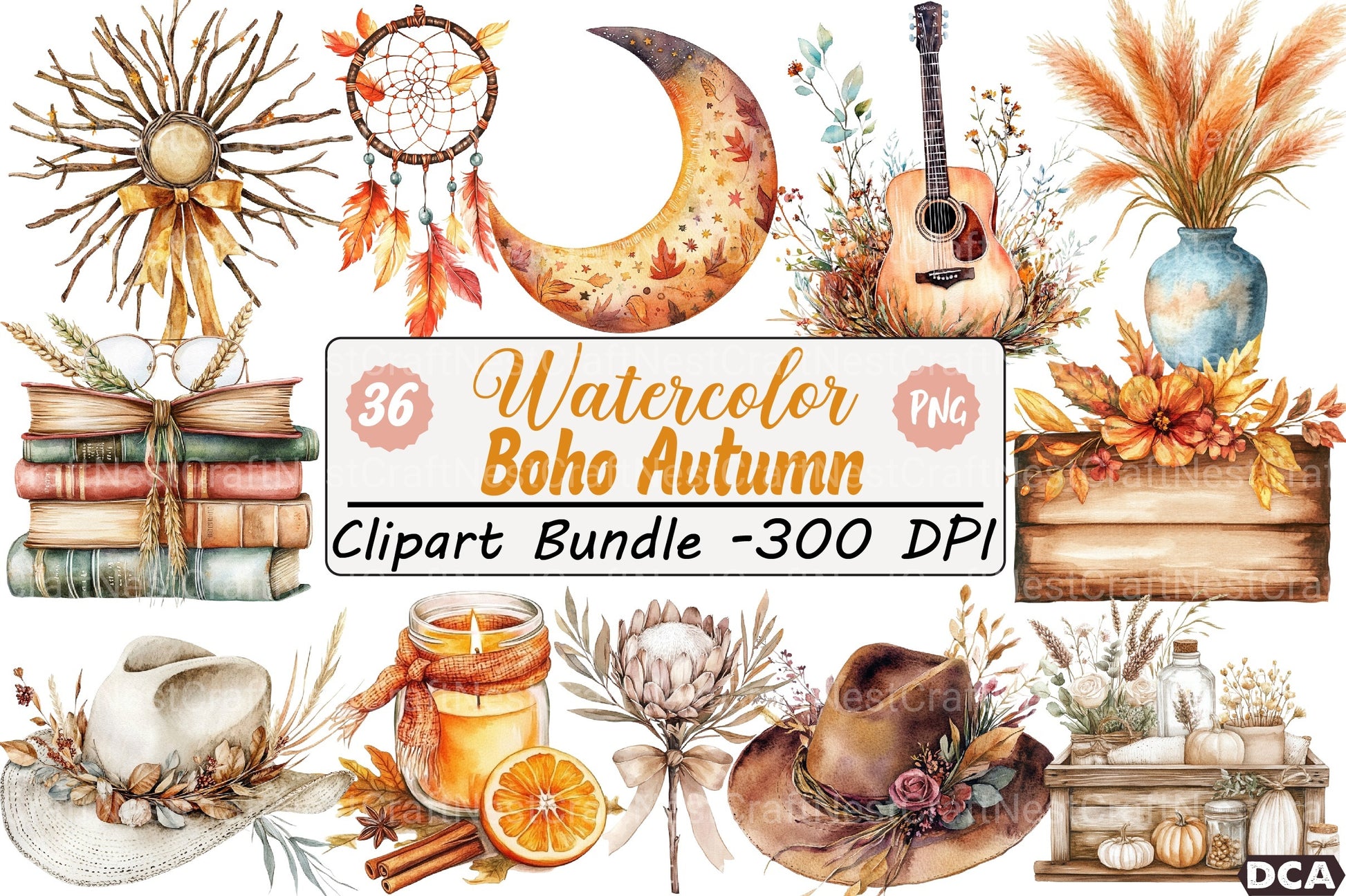 Boho Autumn Clipart Bundle 19 - CraftNest - Digital Crafting and Art