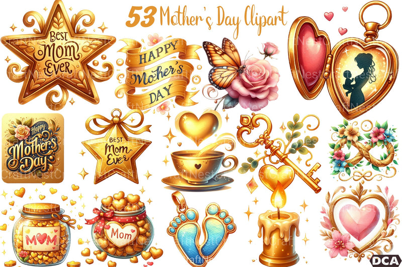 Golden Mother's Day Clipart Bundle 4 - CraftNest - Digital Crafting and Art