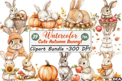 Cute Autumn Bunny Clipart Bundle 77 - CraftNest - Digital Crafting and Art