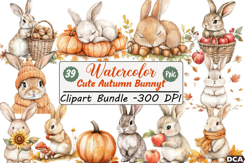 Cute Autumn Bunny Clipart Bundle 77 - CraftNest - Digital Crafting and Art