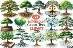 Green Tree with Roots Clipart Bundle - CraftNest - Digital Crafting and Art