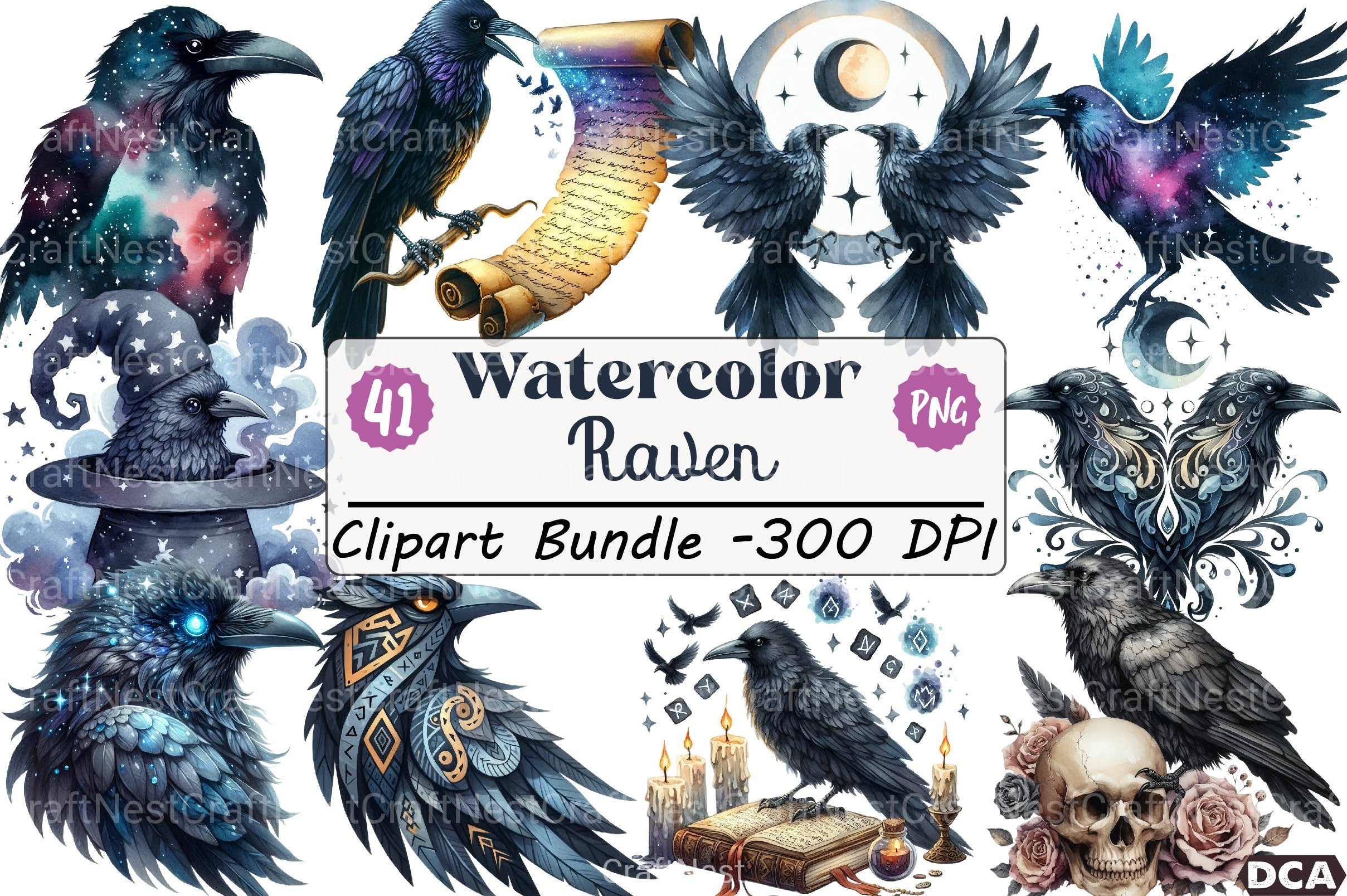 Raven Clipart Bundle - CraftNest - Digital Crafting and Art