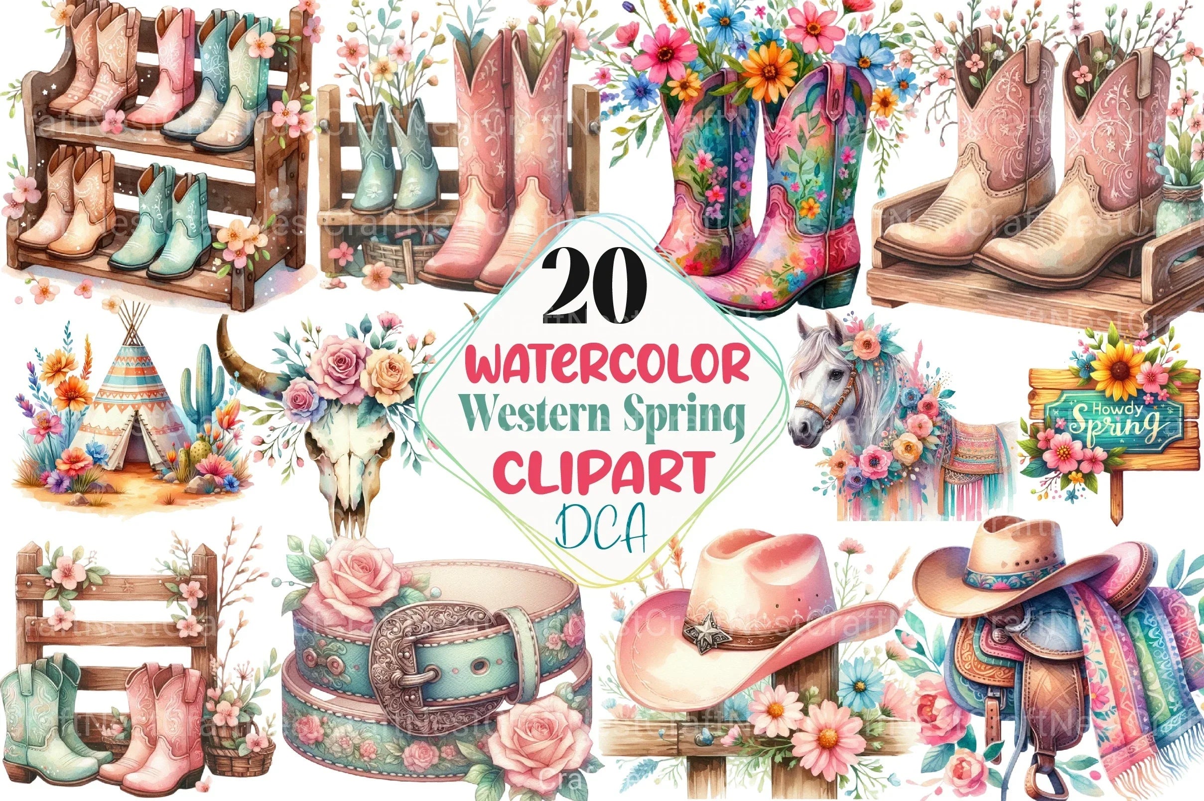 Western Spring Clipart Bundle