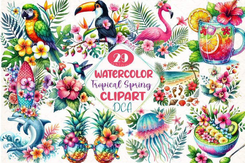 Tropical Spring Clipart Bundle 4 - CraftNest - Digital Crafting and Art