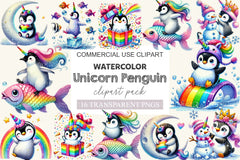Unicorn Penguin Clipart Bundle 2 - CraftNest - Digital Crafting and Art