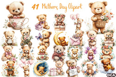 Mother's Day Teddy Bear Clipart Bundle 1 - CraftNest - Digital Crafting and Art
