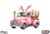 Pink Checkered Truck with Bunny Ears Clipart Bundle 4