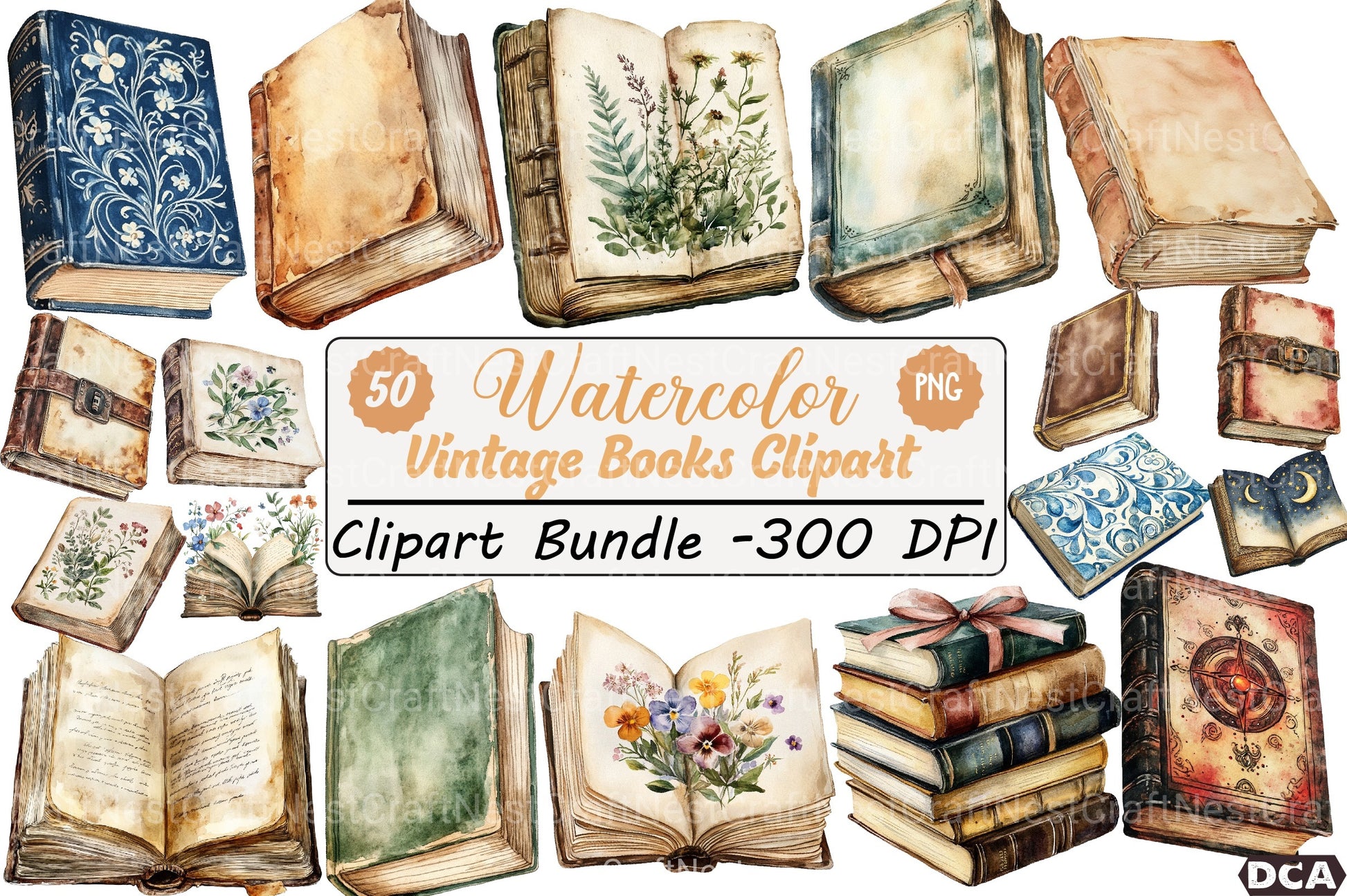 Vintage Books Clipart Bundle 2 - CraftNest - Digital Crafting and Art