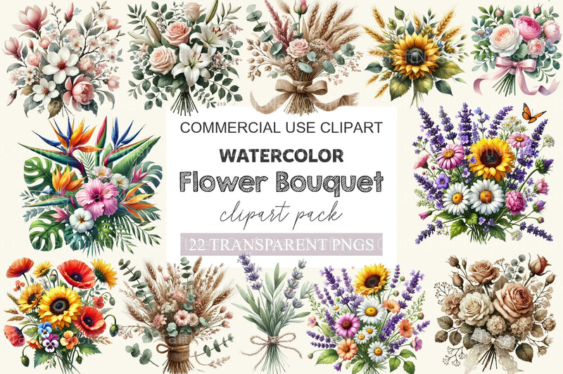 Flower Bouquet Clipart Bundle - CraftNest - Digital Crafting and Art