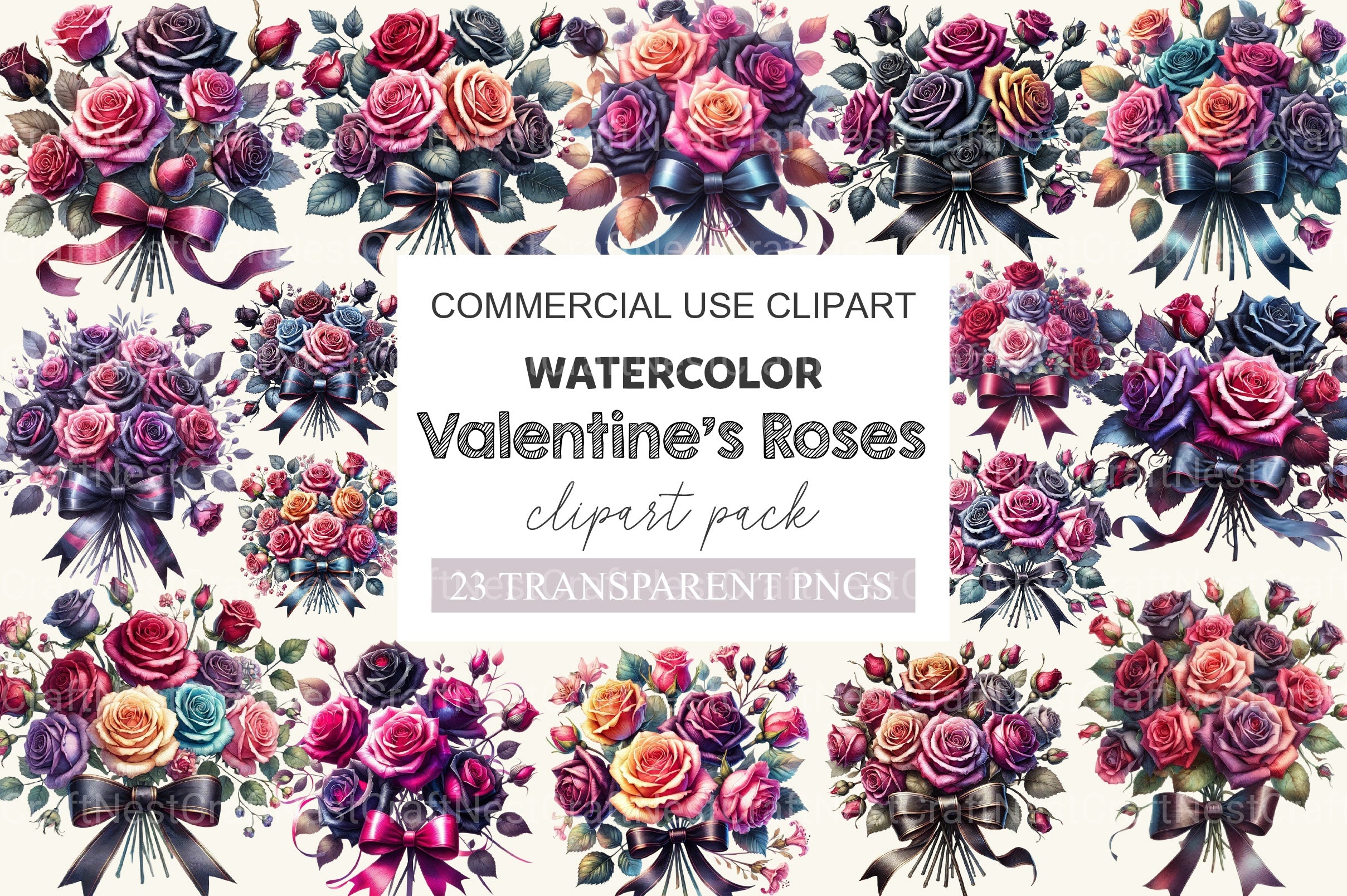 Valentine Gothic Roses Clipart Bundle 3 - CraftNest - Digital Crafting and Art