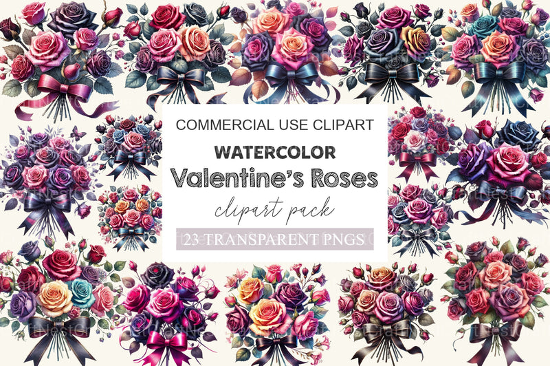 Valentine Gothic Roses Clipart Bundle 3 - CraftNest - Digital Crafting and Art