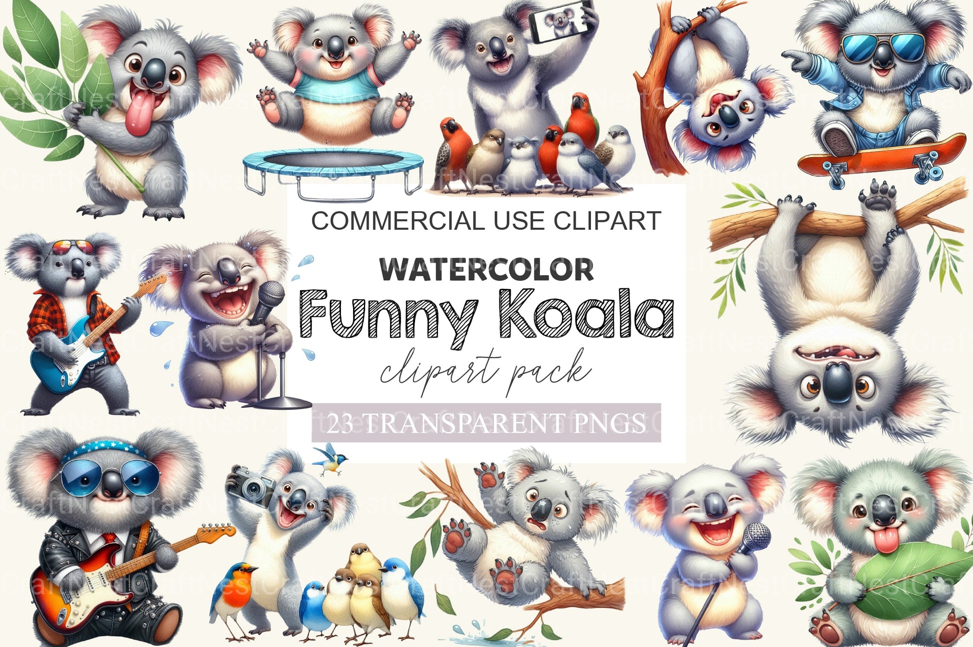 Funny Koala Clipart Bundle - CraftNest - Digital Crafting and Art