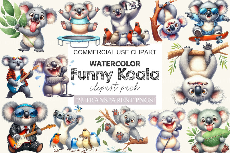 Funny Koala Clipart Bundle - CraftNest - Digital Crafting and Art