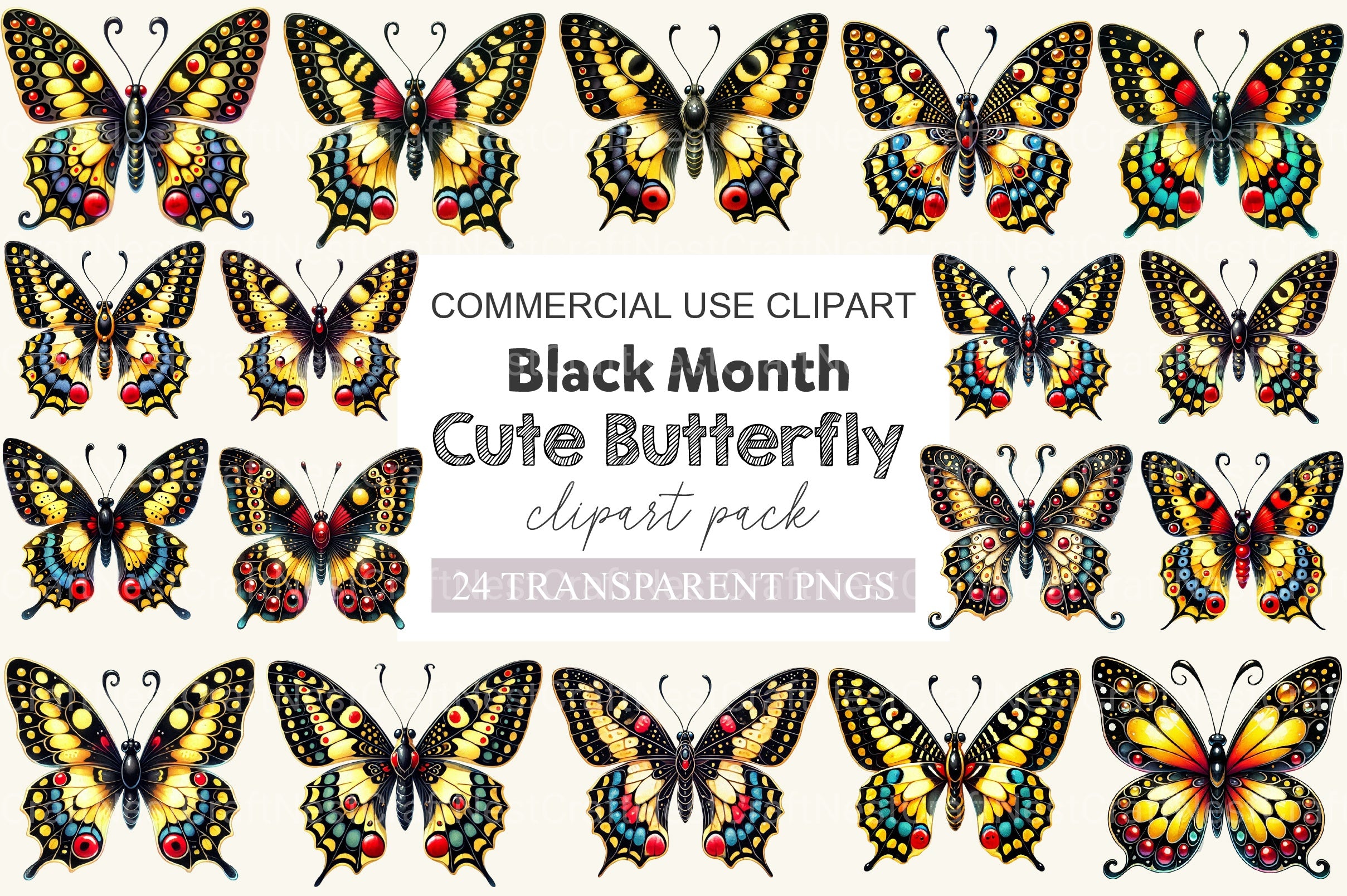 Black History Month Butterfly Clipart Bundle - CraftNest - Digital Crafting and Art