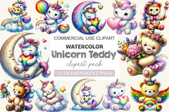 Unicorn Teddy Bear Clipart Bundle - CraftNest - Digital Crafting and Art