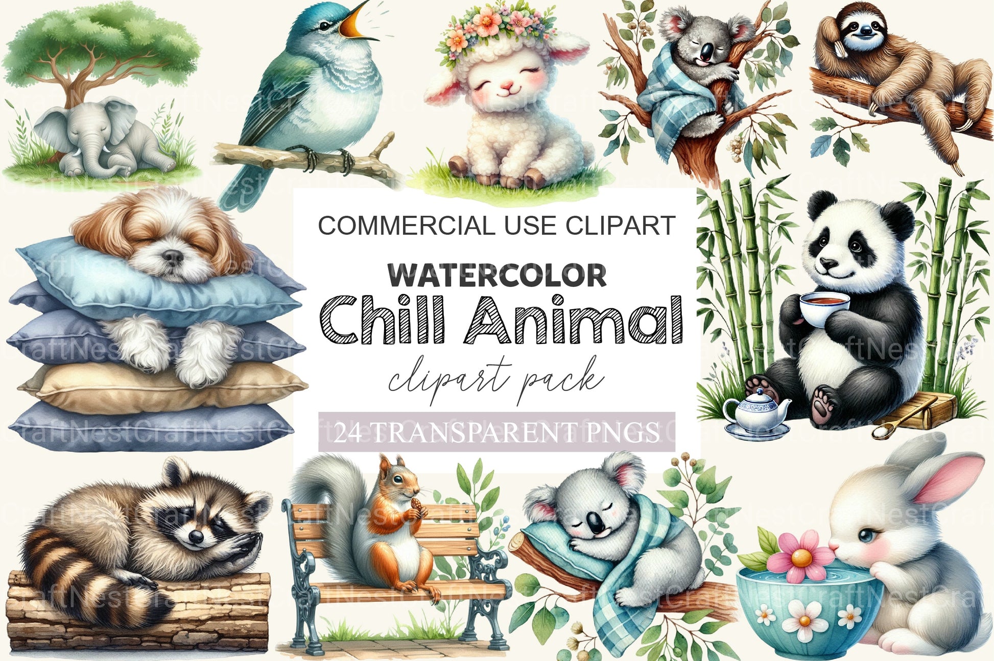 Chill Animal Clipart Bundle - CraftNest - Digital Crafting and Art