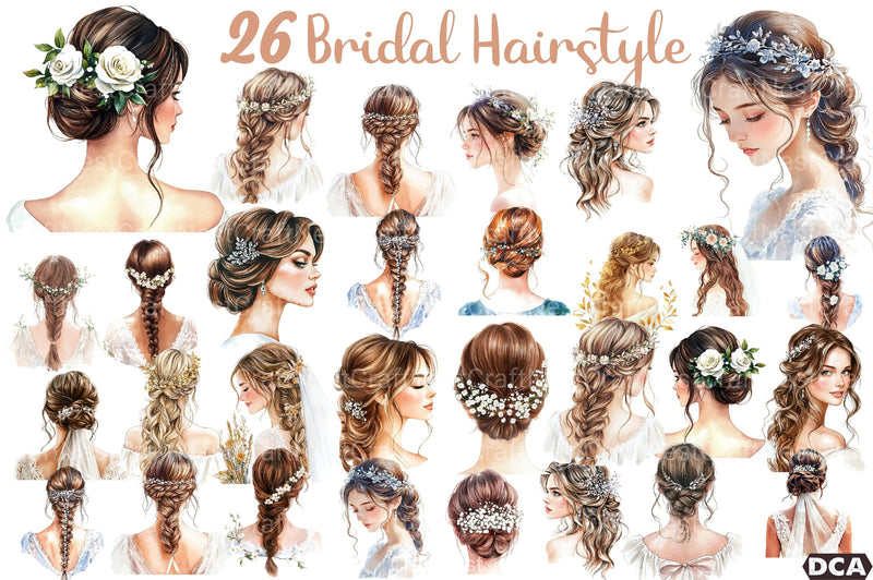 Beautiful Bridal Hairstyle Clipart Bundle - CraftNest - Digital Crafting and Art