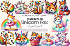 Unicorn Fox Clipart Bundle - CraftNest - Digital Crafting and Art