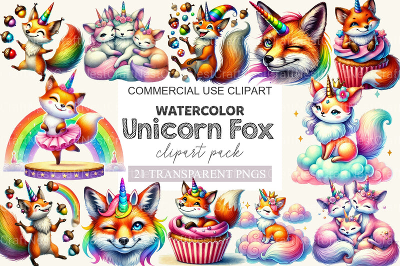 Unicorn Fox Clipart Bundle - CraftNest - Digital Crafting and Art
