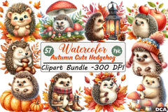 Autumn Hedgehog Clipart Bundle - CraftNest - Digital Crafting and Art