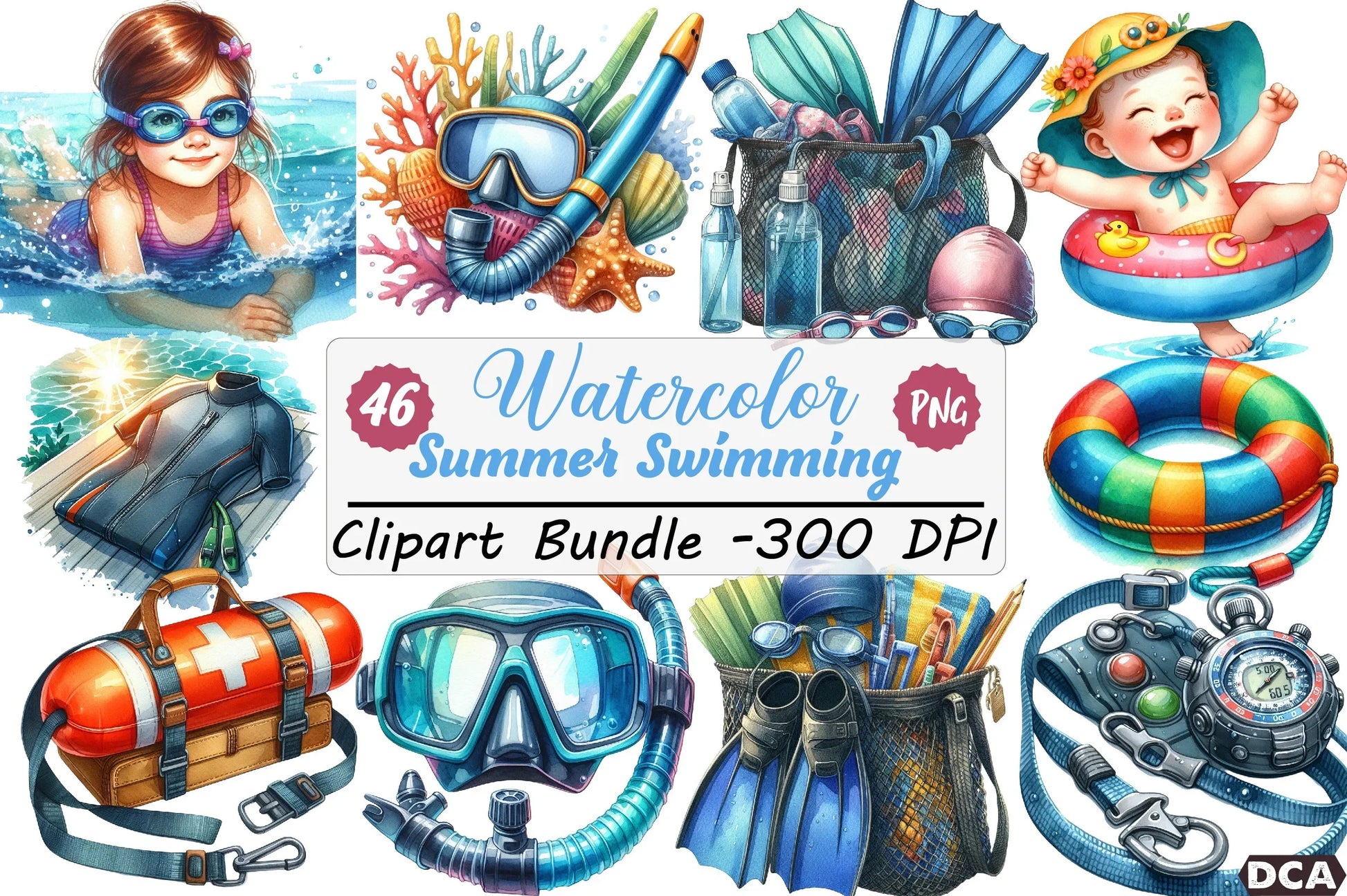 Summer Swimming Clipart Bundle - CraftNest - Digital Crafting and Art