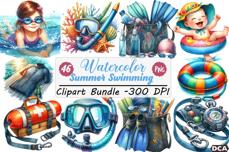 Summer Swimming Clipart Bundle - CraftNest - Digital Crafting and Art