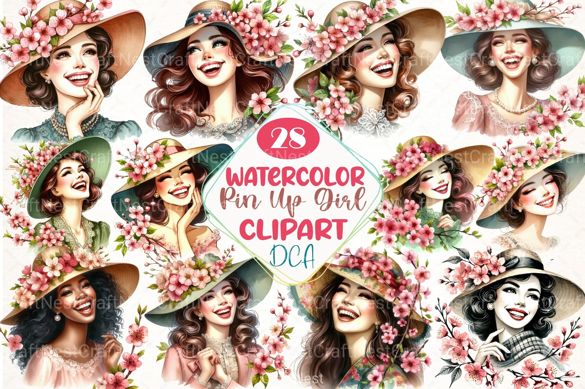 Spring Pin-Up Girl Clipart Bundle 82 - CraftNest - Digital Crafting and Art