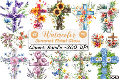 Summer Floral Cross Clipart Bundle 35 - CraftNest - Digital Crafting and Art