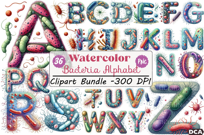 Bacteria Alphabet Clipart Bundle - CraftNest - Digital Crafting and Art