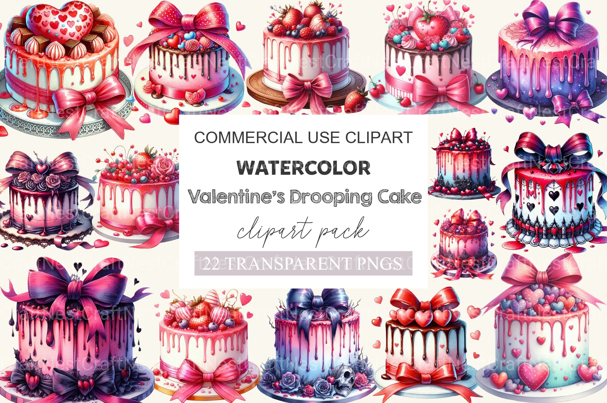 Valentine Drooping Cake Clipart Bundle - CraftNest - Digital Crafting and Art