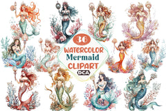 Mermaid Clipart Bundle 55 - CraftNest - Digital Crafting and Art