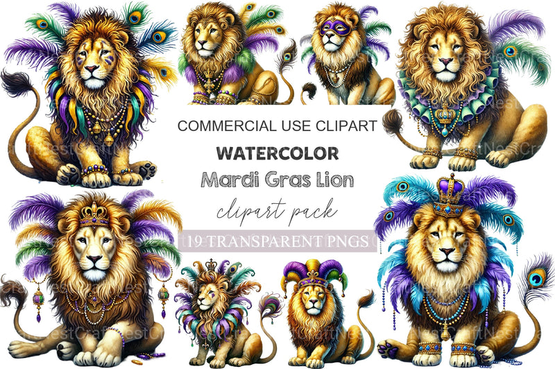Mardi Gras Lion Clipart Bundle - CraftNest - Digital Crafting and Art