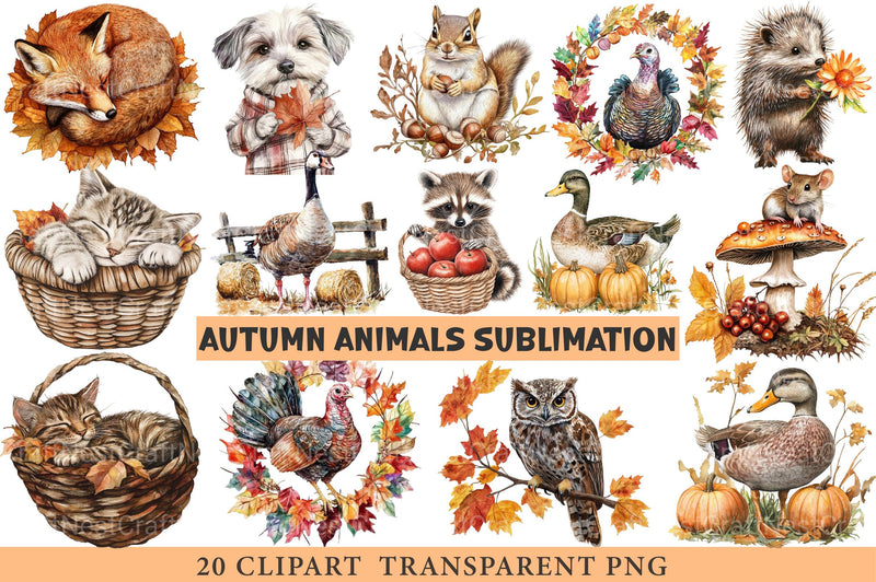Autumn Animals Clipart - CraftNest - Digital Crafting and Art
