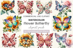 Flower Butterfly Clipart Bundle - CraftNest - Digital Crafting and Art