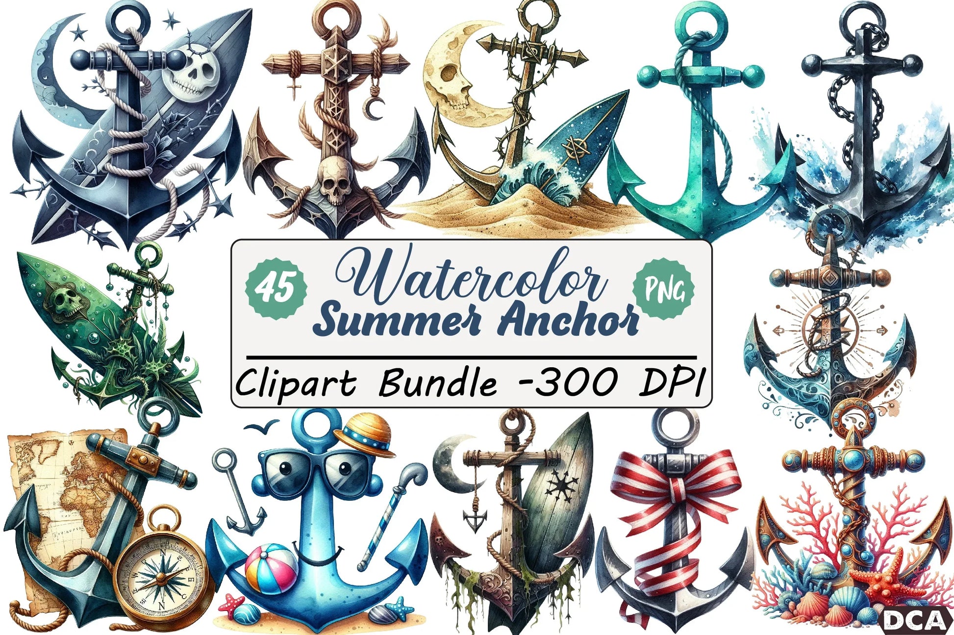 Summer Anchor Clipart Bundle - CraftNest - Digital Crafting and Art