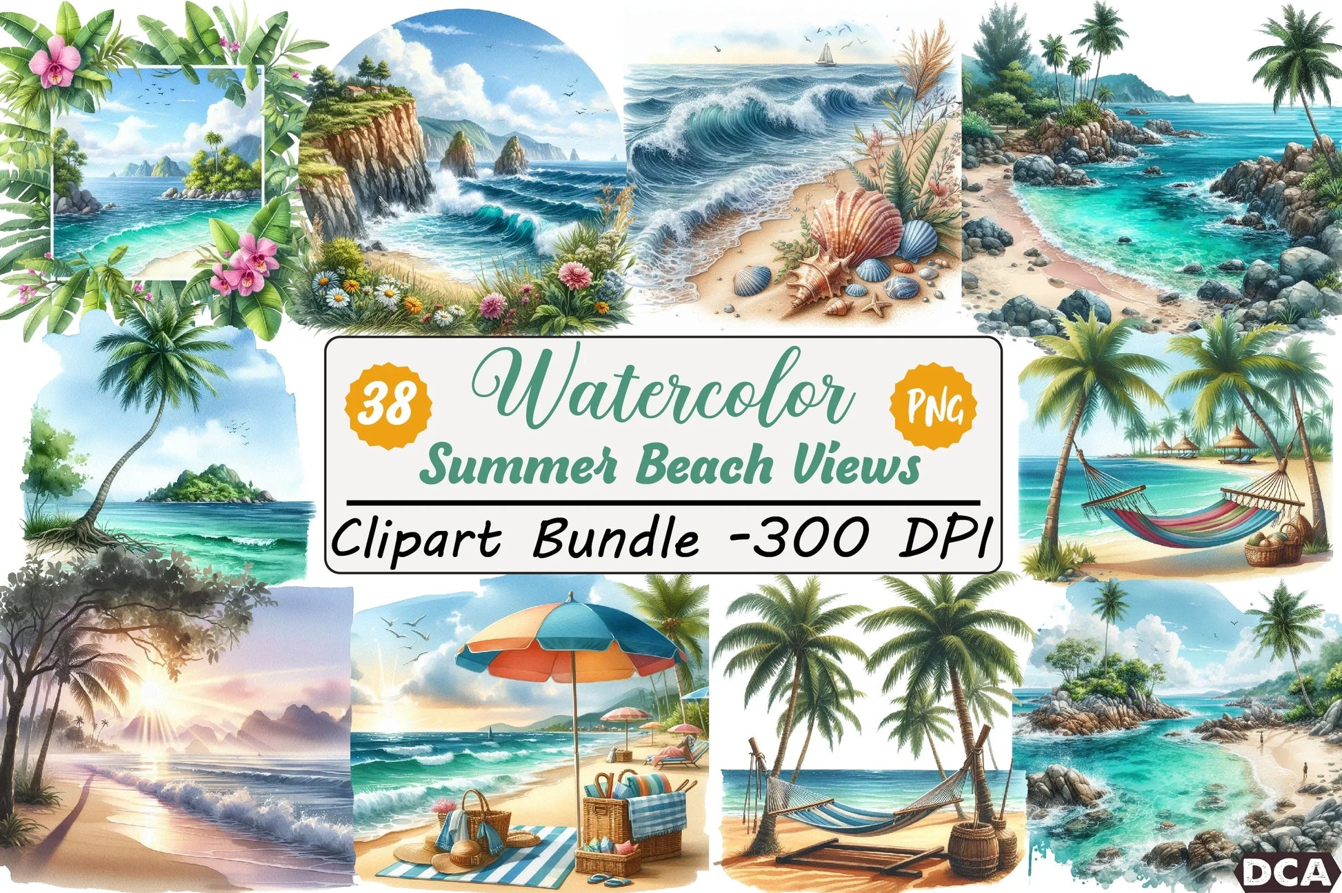 Summer Beach Views Clipart Bundle - CraftNest - Digital Crafting and Art
