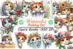 Peeking Cat Clipart Bundle - CraftNest - Digital Crafting and Art