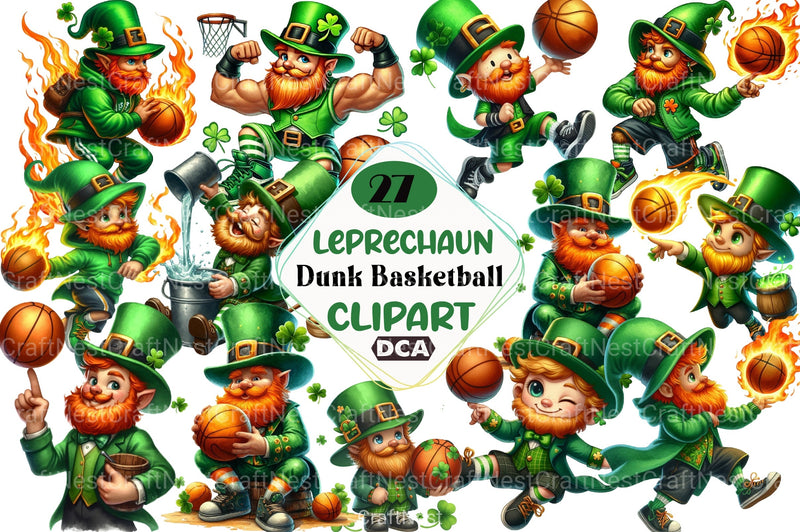 Leprechaun Dunk Basketball Clipart Bundle - CraftNest - Digital Crafting and Art