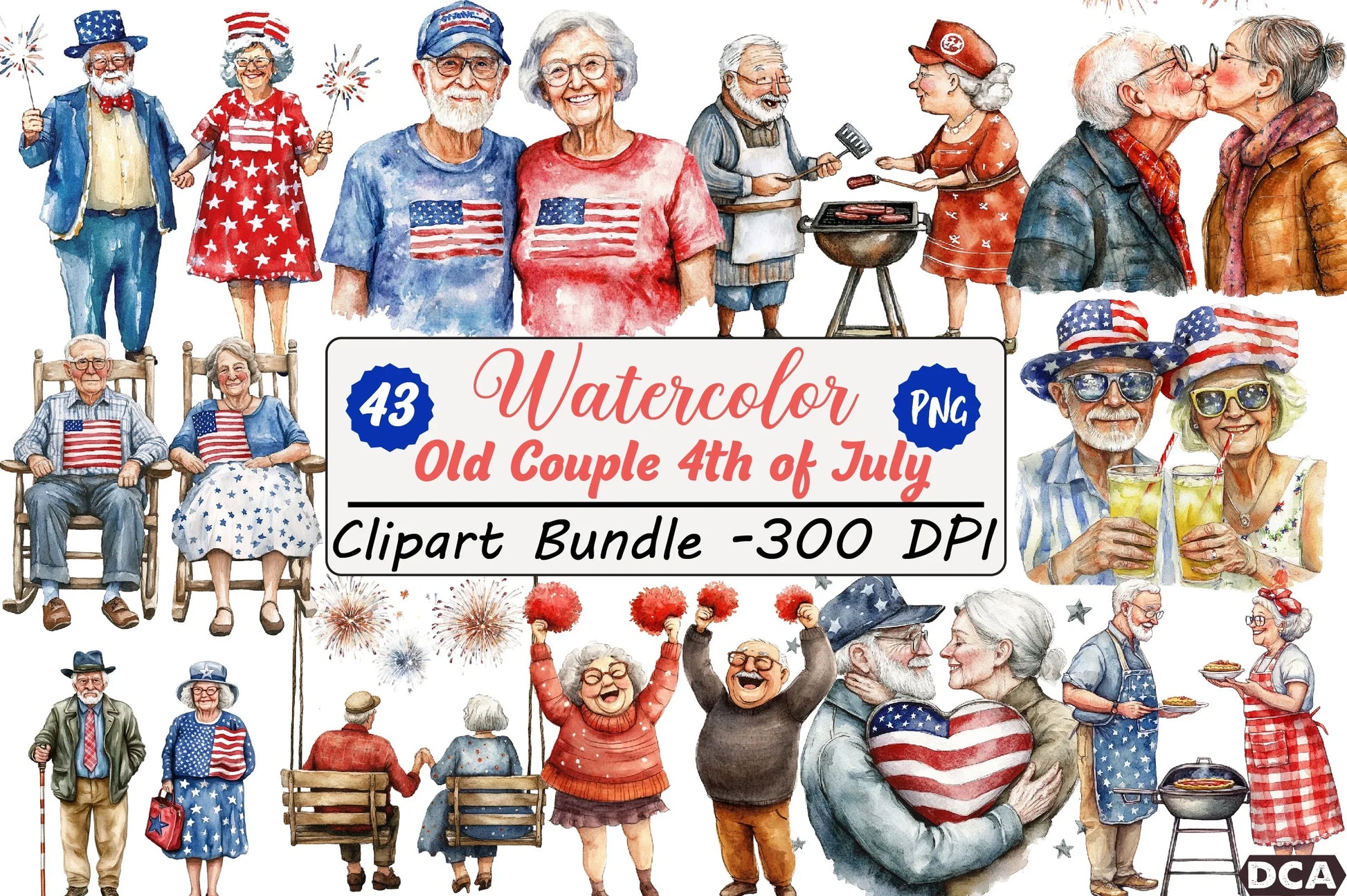 Old Couple 4th of July Clipart Bundle - CraftNest - Digital Crafting and Art