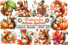 Autumn Squirrel Clipart Bundle 77 - CraftNest - Digital Crafting and Art