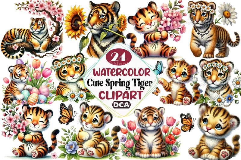 Cute Spring Tiger Clipart Bundle 33 - CraftNest - Digital Crafting and Art