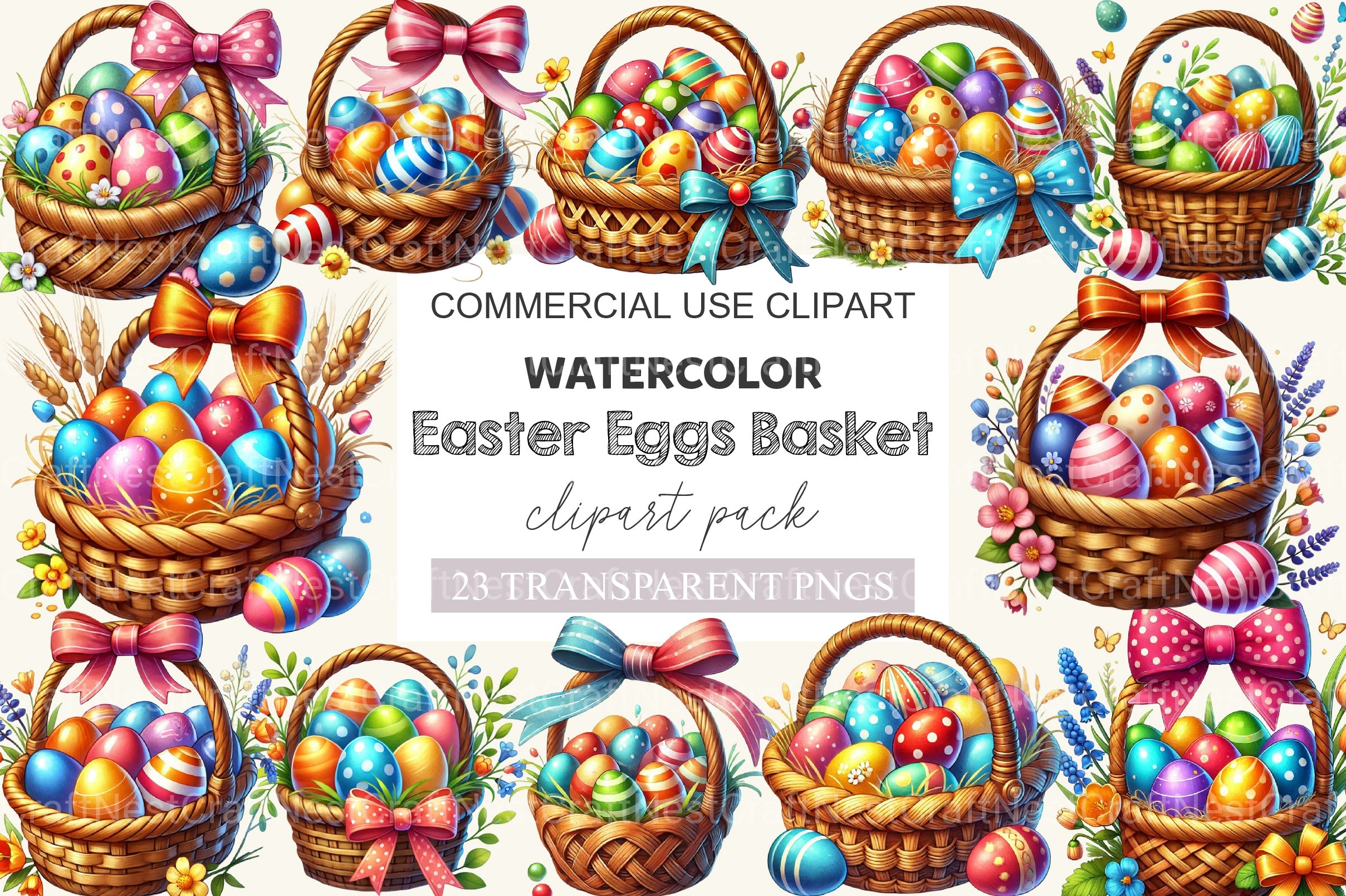 Easter Eggs Basket Clipart Bundle - CraftNest - Digital Crafting and Art