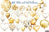 White and Gold Balloons Clipart Bundle