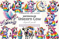 Unicorn Cow Clipart Bundle 2 - CraftNest - Digital Crafting and Art